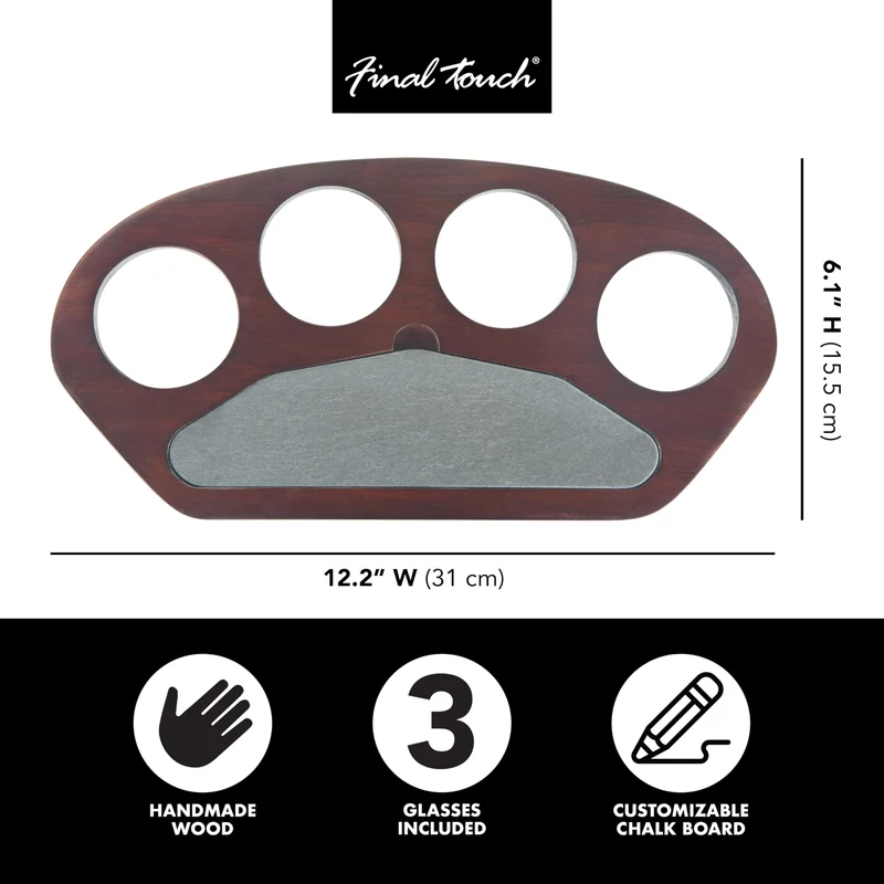 Final Touch Craft Beer Flight Set with Solid Wood & Slate Serving Board (GBT114)