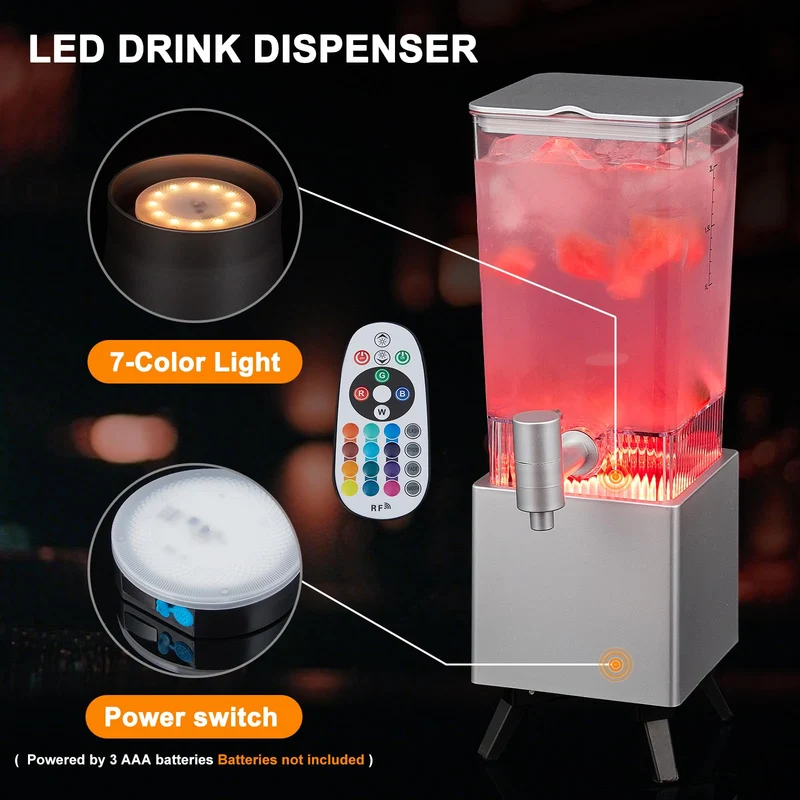 WILON 2L LED Drink Dispenser with Ice Tube for Parties, Beer & Juice