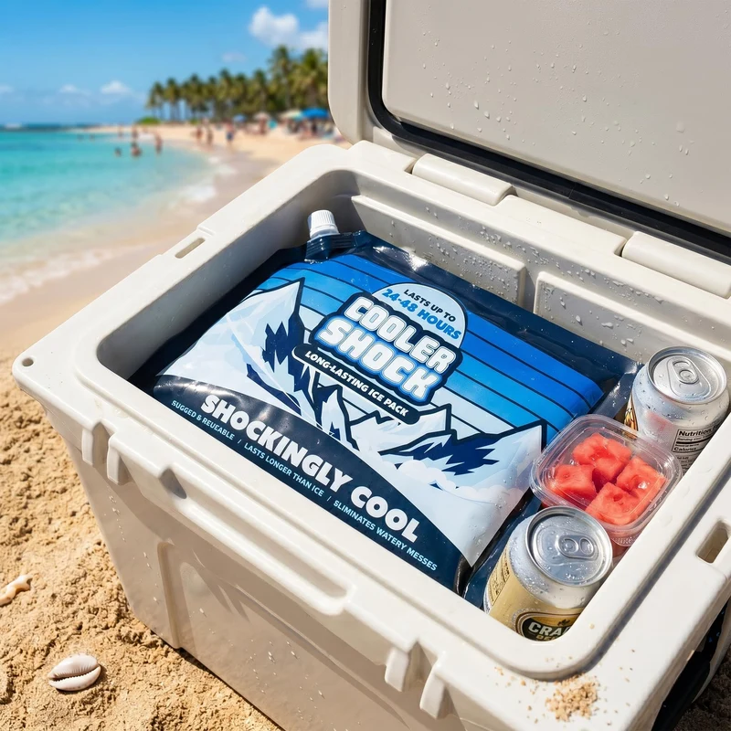 Cooler Shock Reusable Ice Packs for Cooler, 14"x10" - Long Lasting Cold Freezer Packs for Coolers and Lunch Boxes - Cooler Ice Packs for Camping Gear, Fishing, Road Trips, Beach Must Haves