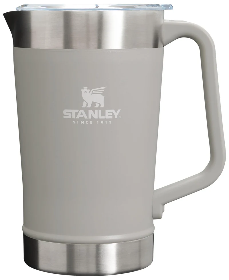 Stanley Stay-Chill Pitcher 64 oz | Cold Water, Beer, and Drink Pitcher with Lid | Large Capacity Durable Beverage Container with Handle | Insulated Stainless Steel | BPA-Free | Ash