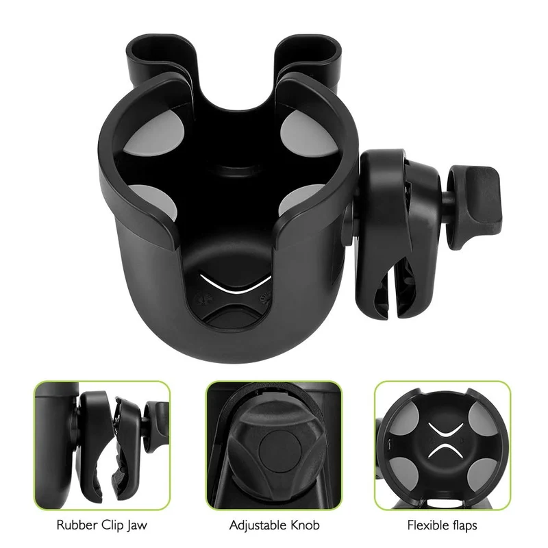 Accmor Stroller Cup Holder with Phone Holder, Bike Cup Holder, Universal Cup Holder for Uppababy Nuna Doona Strollers, 2-in-1 Cup Holder for Walker, Wheelchair, Scooter