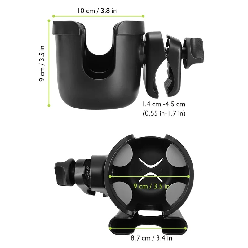 Accmor Stroller Cup Holder with Phone Holder, Bike Cup Holder, Universal Cup Holder for Uppababy Nuna Doona Strollers, 2-in-1 Cup Holder for Walker, Wheelchair, Scooter