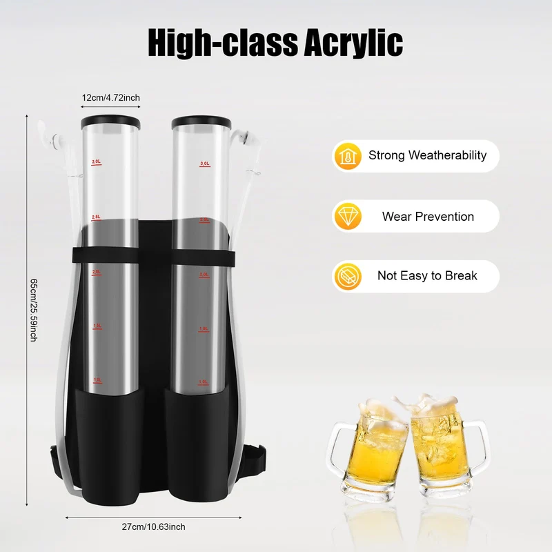 Portable Beer Dispenser, Dual Tank Backpack Drink Dispenser, Backpack Beer Liquor Dispenser,Party Beverage Drink Dispenser
