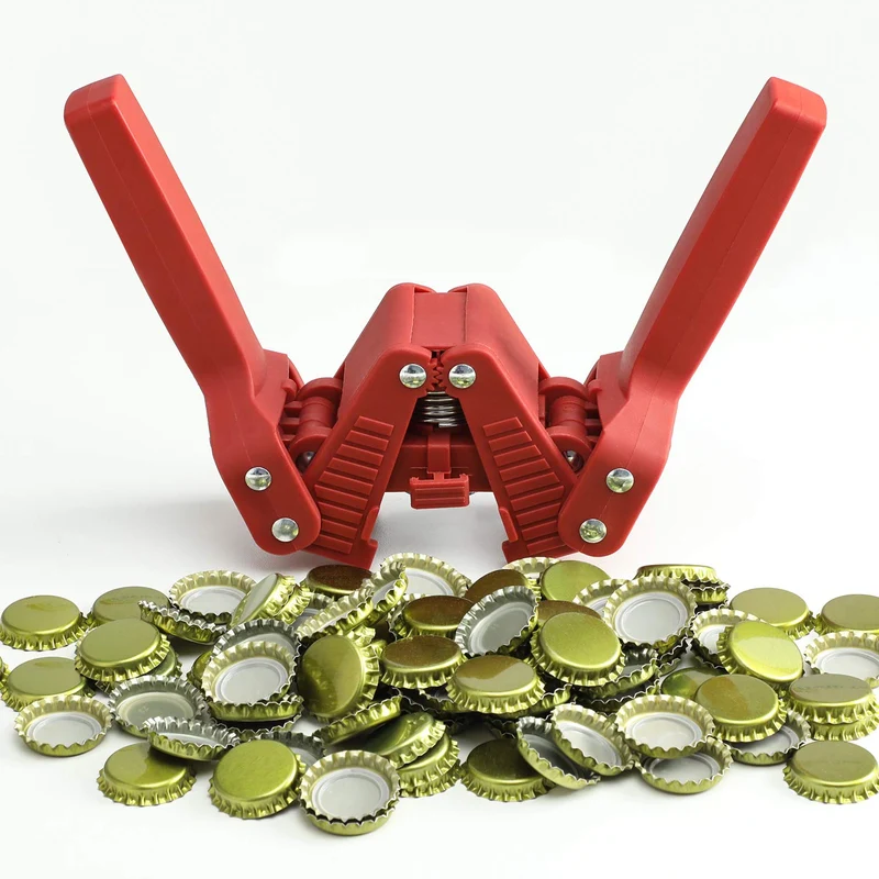 Brewland Beer Bottle Capper and Caps Kit, Crown Bottle Cappers Tool With Magnet for Bottle Capping, Red Baron Home Brew Hand Bottles Capper with 150 Crown Caps for Bottling (Beer Bottle Capper)