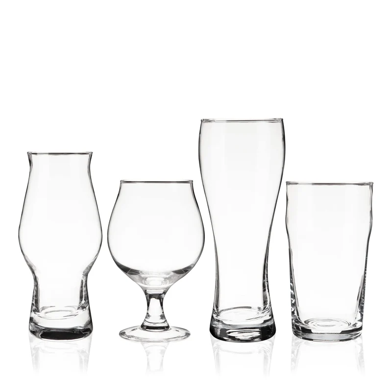 True Beer Glasses Gift Set, Durable Clear Tasting Kit for IPA, Belgian Ales, Wheat Beers, Stouts, Porters, Perfect for Beer Lovers, Home Bar, Birthday Gifts for Men, Set of 4