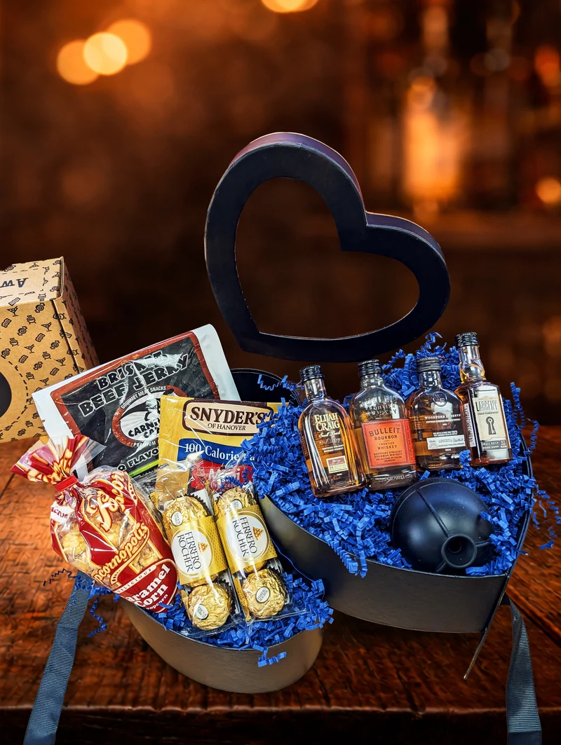 Black Whiskey Heart - Sympathy Gift Basket for Men