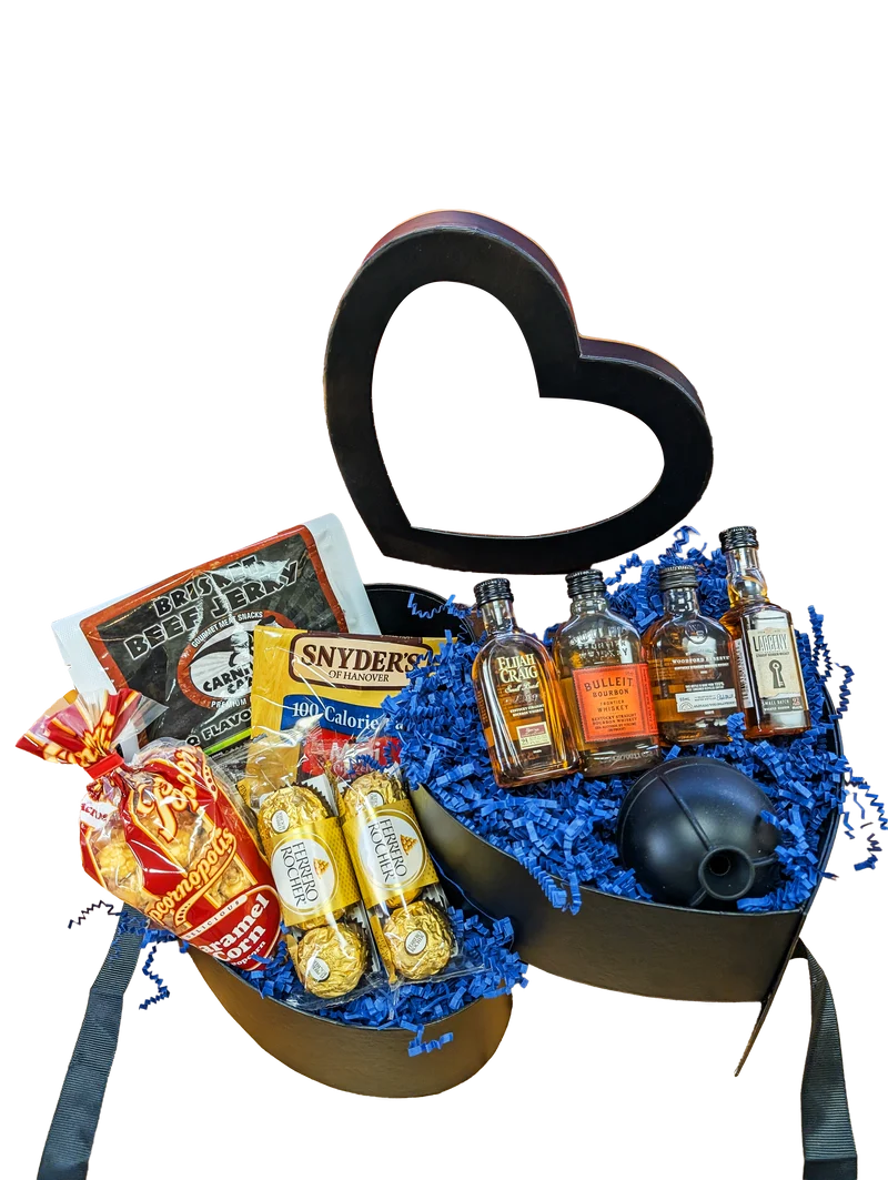 Black Whiskey Heart - Sympathy Gift Basket for Men