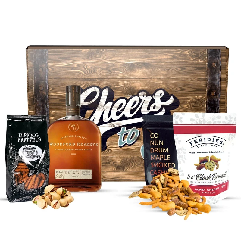 Woodford Reserve Whiskey + Snack Gift Basket
