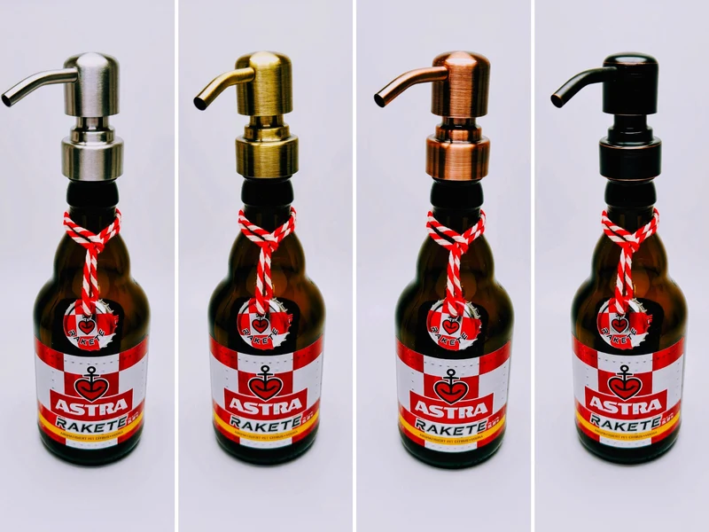 Astra-Seifenspender ”Kiezbrise” | Handgemacht aus Astra Bierflaschen | Nachfüllbar | Hamburg Fan Geschenk | Upcycling Deko Bad
