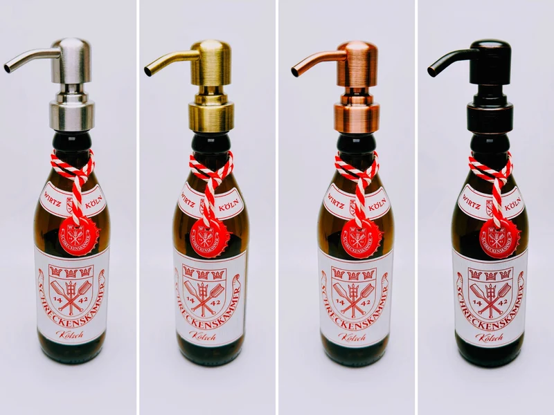 Kölsch Seifenspender aus echter Kölschflasche – Handgemachter nachfüllbarer Design Pumpspender – Geschenkidee aus Köln für Bier Liebhaber