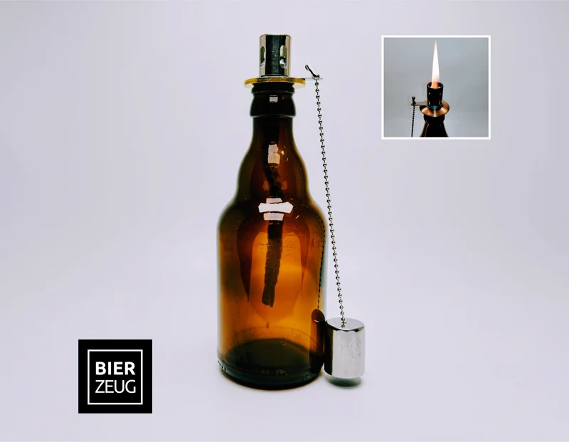 Öllampe aus Steini / Stubbi Bierflasche | Handgemachte Öllampe aus Bier Flaschen | Upcycling | Handgemacht | Individuell | Geschenk | Deko