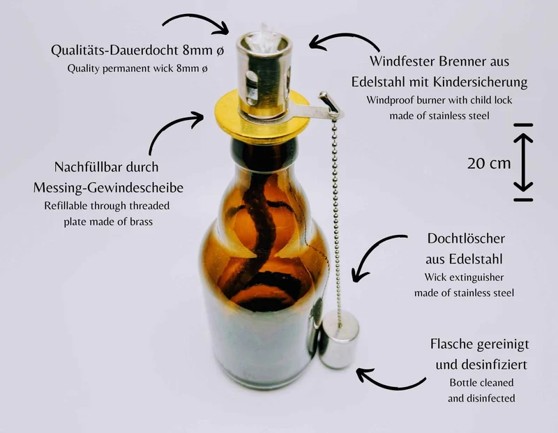 Öllampe aus Steini / Stubbi Bierflasche | Handgemachte Öllampe aus Bier Flaschen | Upcycling | Handgemacht | Individuell | Geschenk | Deko