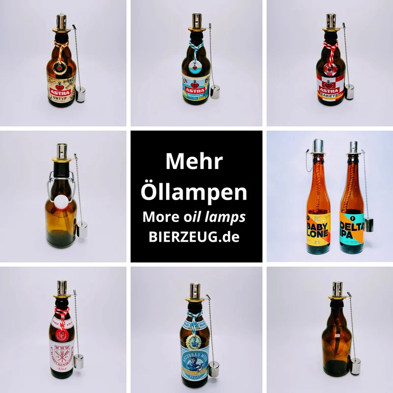 Bügelflaschen-Öllampe “Bügel Burner“ | Handgemachte Öllampe aus Bierflaschen | Ideal für Garten & Balkon | Perfektes Bierliebhaber Geschenk