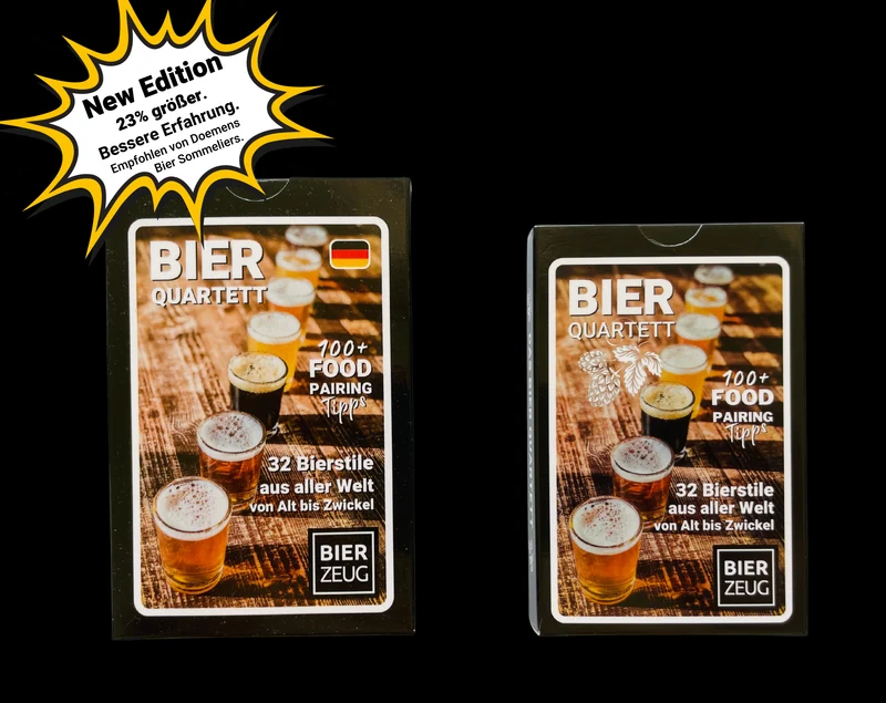 BIER-QUARTETT | Das ultimative Bier-Lernspiel mit 32 Bierstilen weltweit | Über 100 Food-Pairing-Tipps | Spaß für 2-4 Spieler | Biergeschenk
