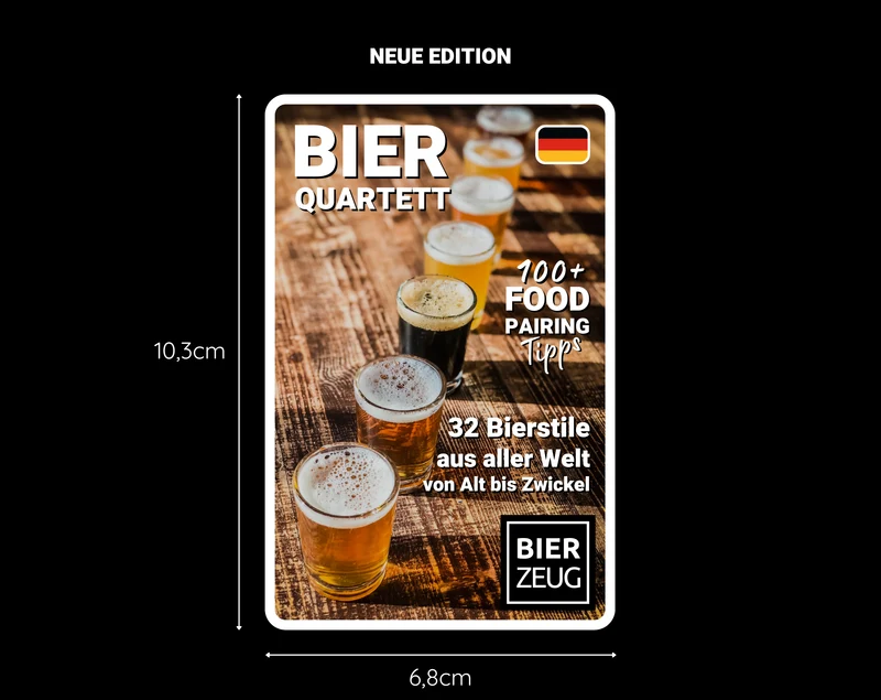 BIER-QUARTETT | Das ultimative Bier-Lernspiel mit 32 Bierstilen weltweit | Über 100 Food-Pairing-Tipps | Spaß für 2-4 Spieler | Biergeschenk