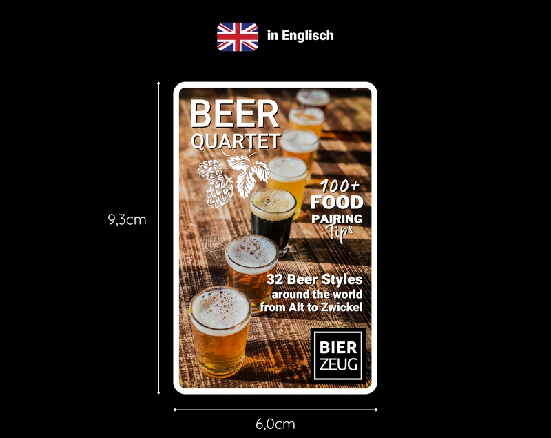 BIER-QUARTETT | Das ultimative Bier-Lernspiel mit 32 Bierstilen weltweit | Über 100 Food-Pairing-Tipps | Spaß für 2-4 Spieler | Biergeschenk