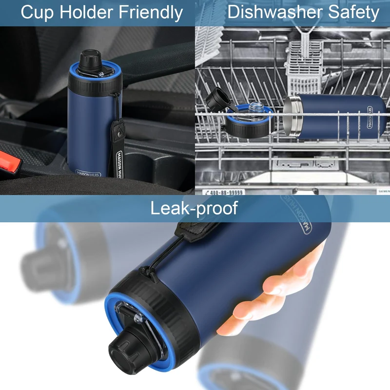 4 In 1 Beer Can Cooler Bottle Holder with Drinking Spout Lid for 12oz Regular, Slim Skinny Cans and Thermal Bottles,Sealed Insulated Double Wall Vacuum Stainless Steel Can Keeps Your Drinks Cold