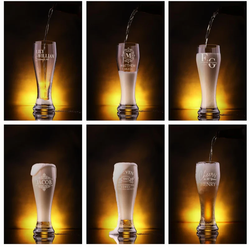 Gifts Inscribed Personalized Pilsner Beer Glass 16 oz – Engraved Tall Pint Glass Custom Designs – Unique Beer Gift for Men, Dad, Groomsmen, Weddings, Birthdays, Father’s Day