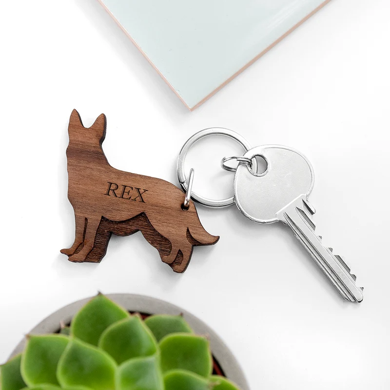 Personalised Personalised Dog Breed Wooden Keyring