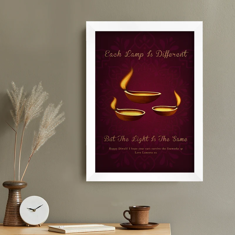 Personalised Personalised Diwali Lamp Framed Print
