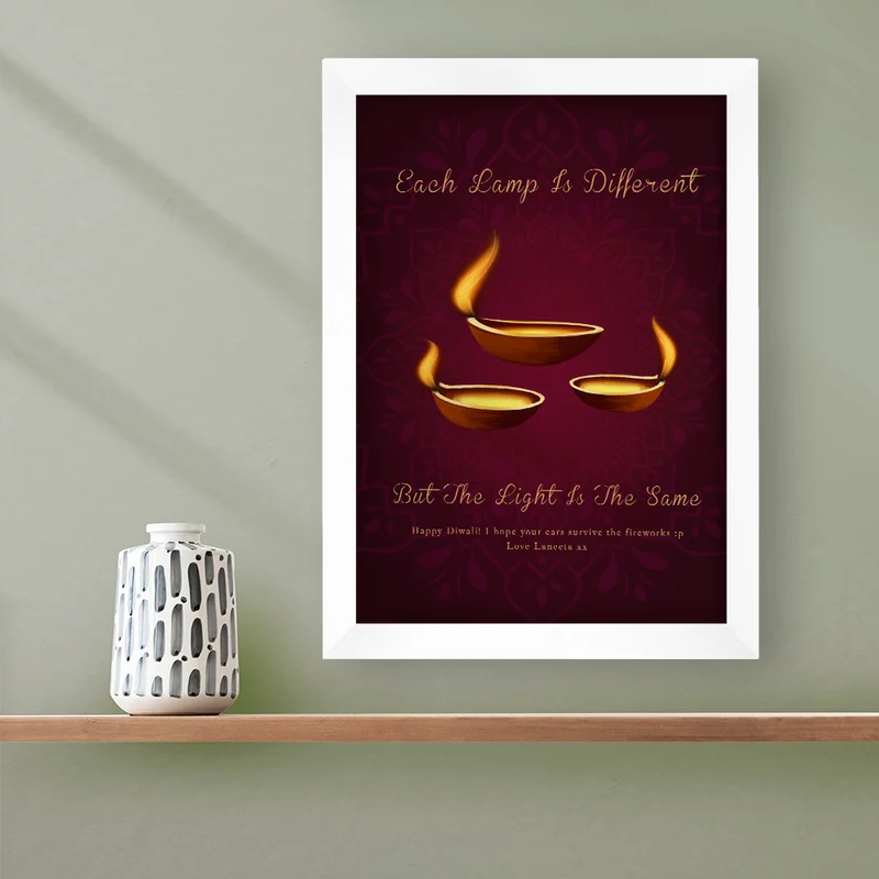 Personalised Personalised Diwali Lamp Framed Print