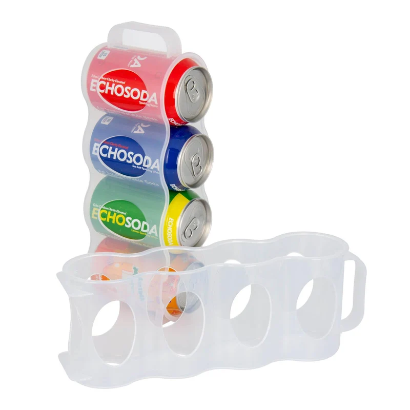 ChasBete Portable Soda Can Organizer for Refrigerator Shelf, Beer Can Holder, Fridge Storage Sliding Rack, Clear Plastic 2 Pack
