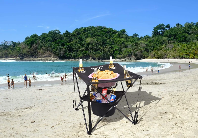 Camping Cooler with Table, Canvas Table, Portable Drink Tables, Tailgating & Beach Tables, Ultralight Compact with Carry Bag for Outdoor, Picnic, Beach, Beer Pong