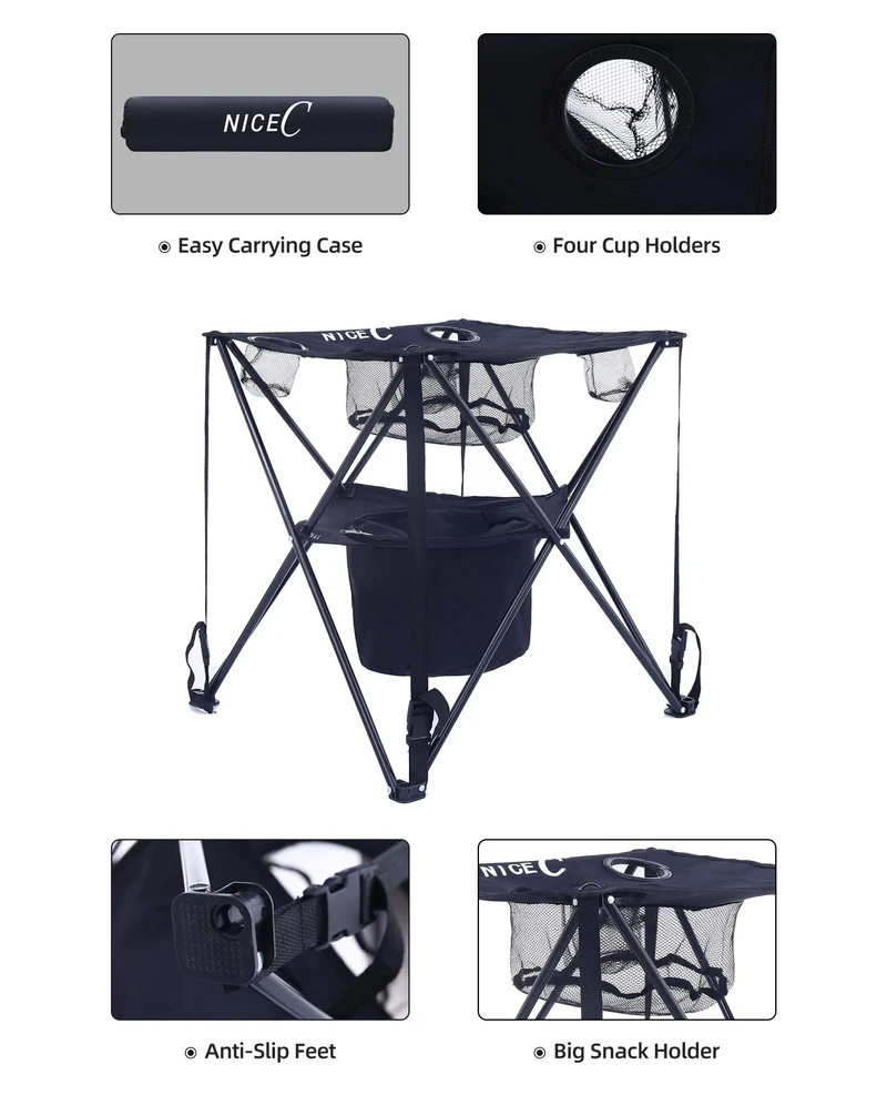Camping Cooler with Table, Canvas Table, Portable Drink Tables, Tailgating & Beach Tables, Ultralight Compact with Carry Bag for Outdoor, Picnic, Beach, Beer Pong