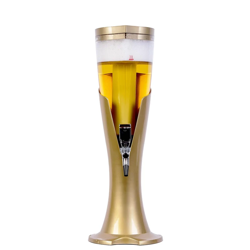 Mpuufom Beer Tower 3L/100oz Beverage Dispenser with fluent Spigot & Ice Tube,Margarita Tower, Mimosa Tower, Tabletop Liquor Drink Dispenser for Parties, Bars, Pubs, Restaurants