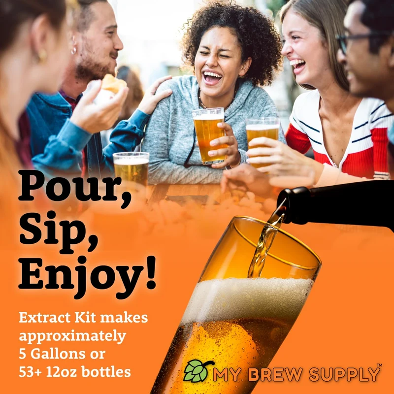 My Brew Supply Hazy IPA Extract Kit | Pale Dry Malt Extract | Flaked Wheat & Oats | Corn Sugar | Azacca & Mosaic Hops | English Ale Yeast | Priming Sugar | Bottle Caps | 5 Gallon Yield