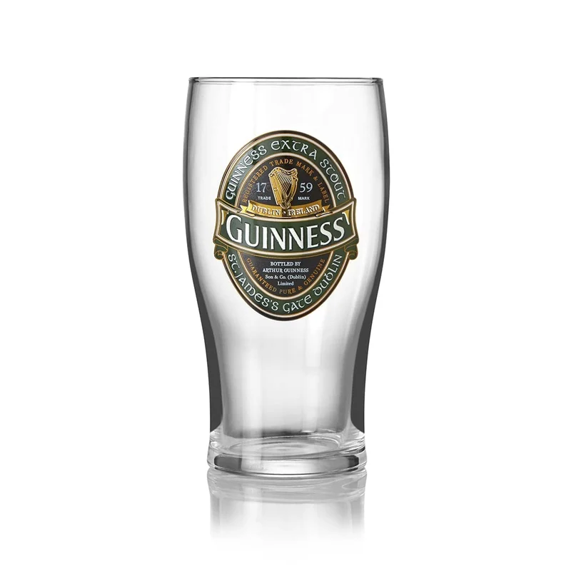 Guinness Stout Beer Glass Green Ireland Collection Twin Pack | Official Merchandise Pint Glasses Set of 2 | Perfect Irish gifts for Beer Lovers