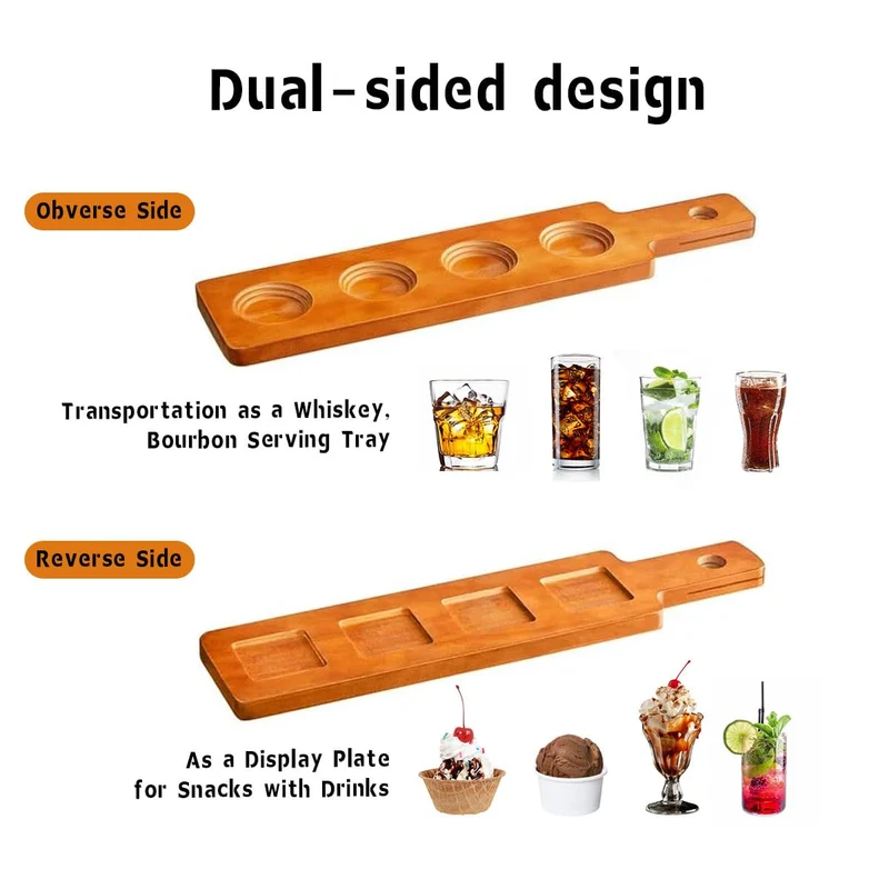 LZMS 6-Pack Walnut Flight Boards,Double-Sided Beer,Whiskey & Wine Tasting Paddles with Multiple Size Holes,Perfect for Margarita,Tequila,Bourbon Sampling,Party & Bar Serving,Durable Elegant Design
