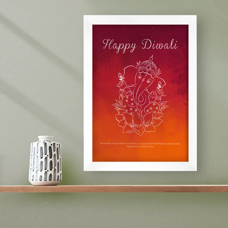 Personalised Personalised Diwali Colourful Ganesh Framed Print
