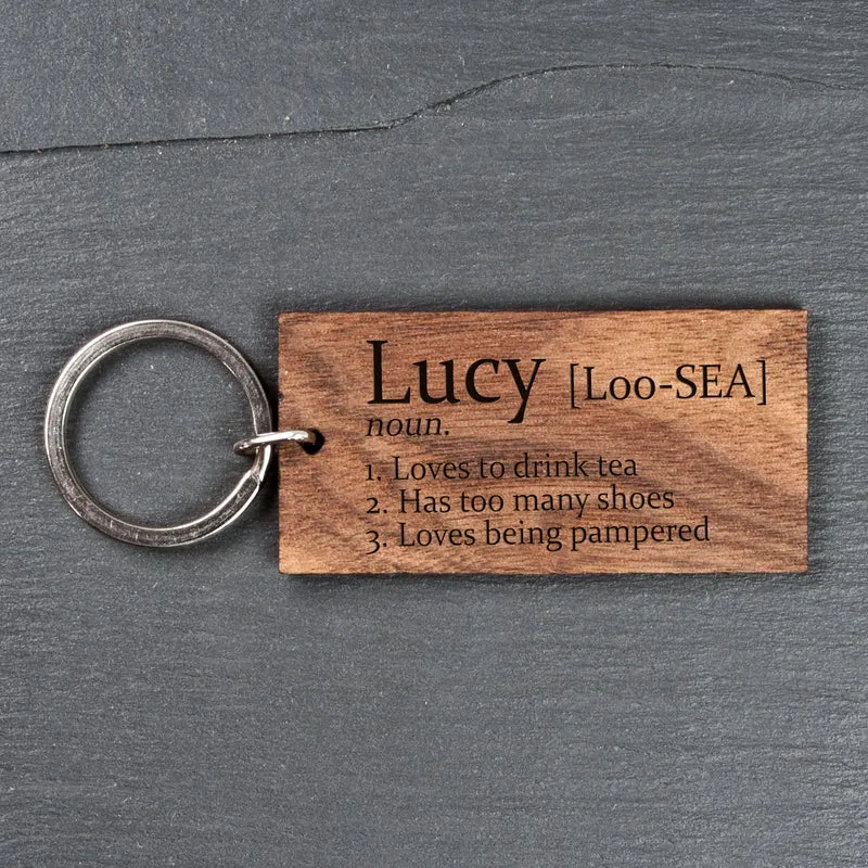 Personalised Personalised Definition Wooden Keyring