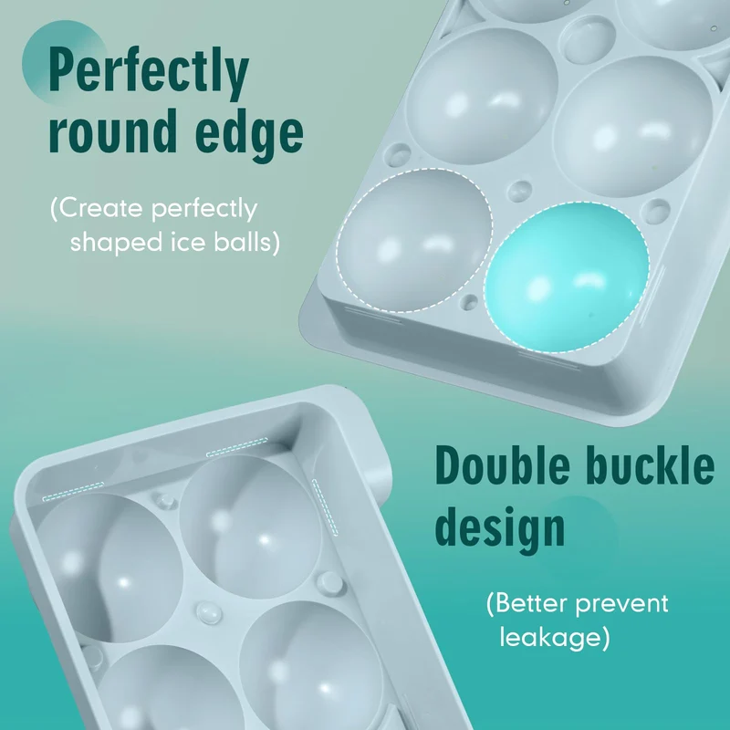 WIBIMEN Large Ice Cube Molds, Big Round Whiskey Ice Cube Trays for Freezer, Easy to Fill & Release, Whiskey Bourbon Cocktail(2.5In*8 Balls- Blue/2 Pack)
