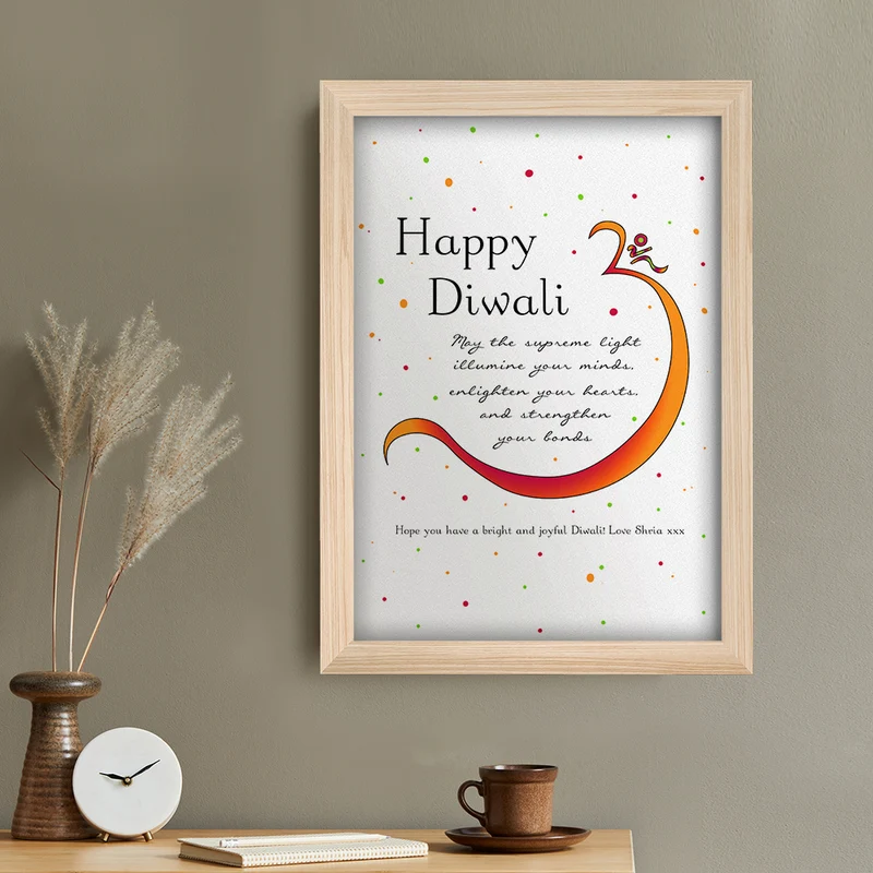 Personalised Personalised Diwali Colourful Om Symbol Framed Print