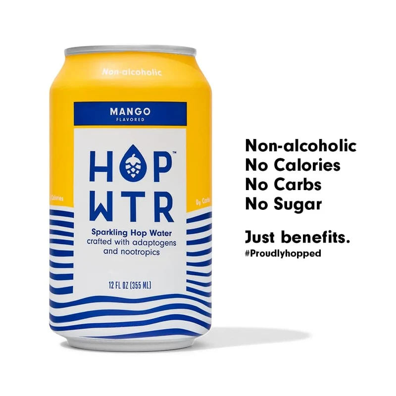 HOP WTR Sparkling Hop Water, Variety Pack 12 Pack, Sugar Free, Low Carb Non Alcoholic Drinks, NA Beer, Adaptogen Drink, No Calories, Adaptogens & Nootropics for Added Benefits, 12 oz Cans