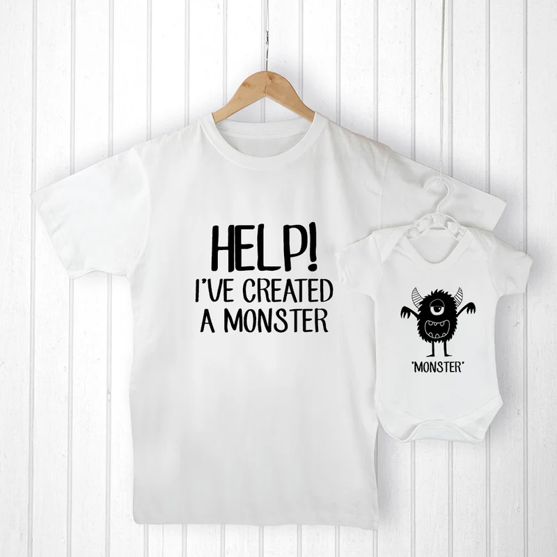 Personalised Personalised Daddy and Me Little Monster Set
