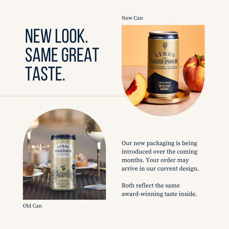 Lyre’s Classico 4-Pack, Non Alcoholic Sparkling Wine, Zero Proof Prosecco Alternative, Alcohol Free Drinks, Canned Mocktails, Ready to Drink, 45 Calories per Serve (8.45 Fl Oz x 4)