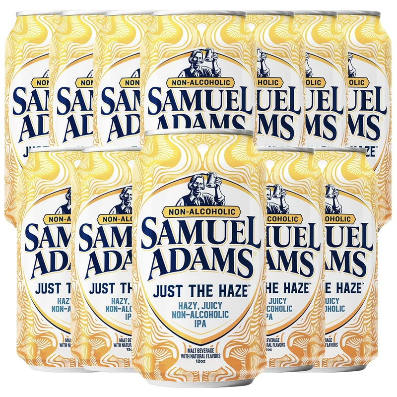 Samuel Adams 12 Pack Just the Haze Non-Alcoholic Hazy IPA Brew - Dealcoholized Sam Adams Craft Beer - 12oz Cans - Sabro, Citra, Mosaic, Cascade Hops