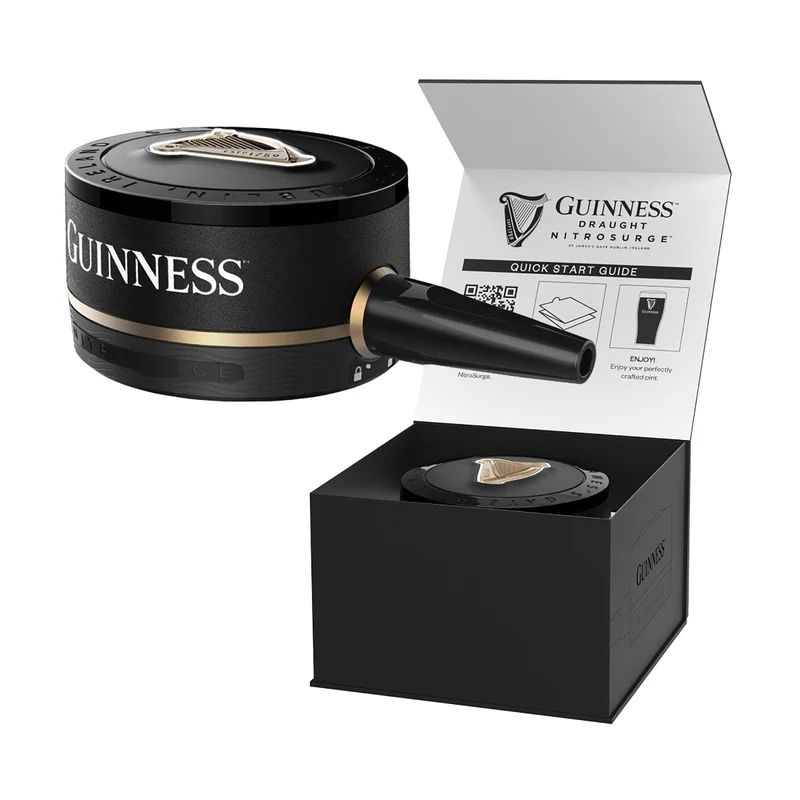 Guinness Draught Nitrosurge Device, Stout Beer, Perfect Pub Pour at Home, Rich Smooth Head & Sweetness of Malt Balanced with Hops, Cans Sold Separately, Device Only, Black