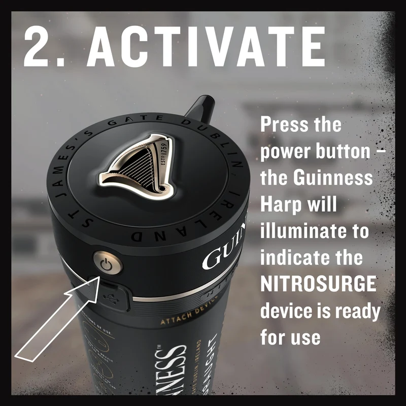 Guinness Draught Nitrosurge Device, Stout Beer, Perfect Pub Pour at Home, Rich Smooth Head & Sweetness of Malt Balanced with Hops, Cans Sold Separately, Device Only, Black