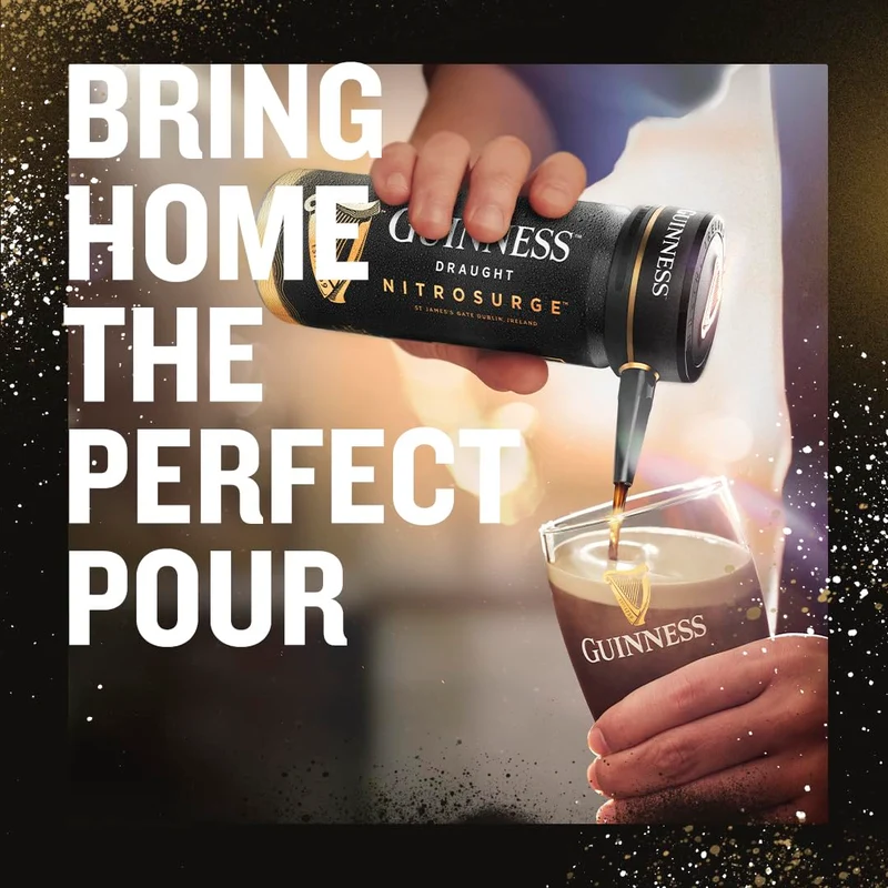 Guinness Draught Nitrosurge Device, Stout Beer, Perfect Pub Pour at Home, Rich Smooth Head & Sweetness of Malt Balanced with Hops, Cans Sold Separately, Device Only, Black