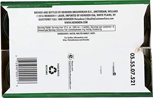 Heineken, 6 Pk, 12 Fl Oz Bottles, 5% Abv