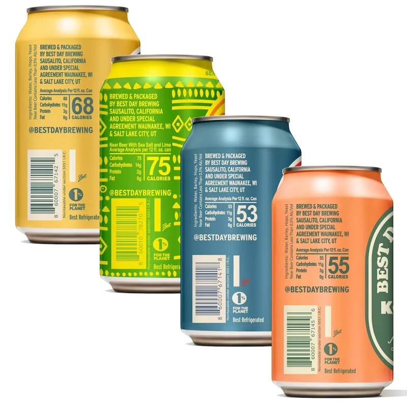 Best Day Brewing Non-Alcoholic Variety Pack - Premium Ingredients (12-Pack, All Four Core)