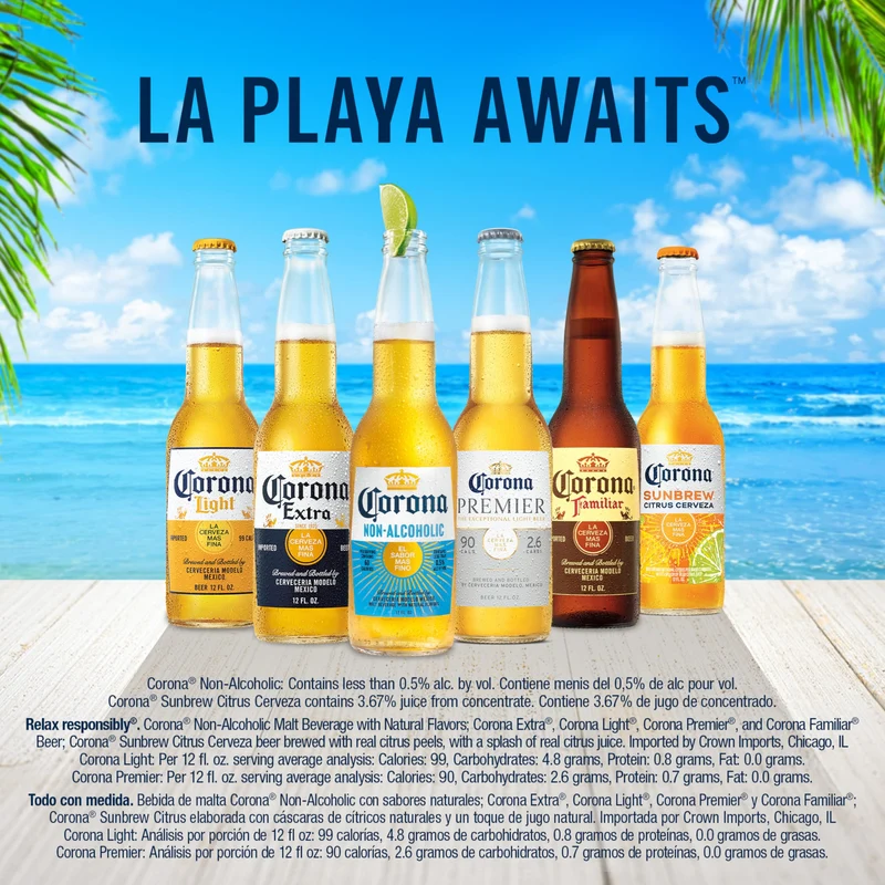 Corona Non-Alcoholic Malt Beverage Mexican Import Brew, 6 pk, 12 fl. oz. Bottles, less than 0.5% ABV
