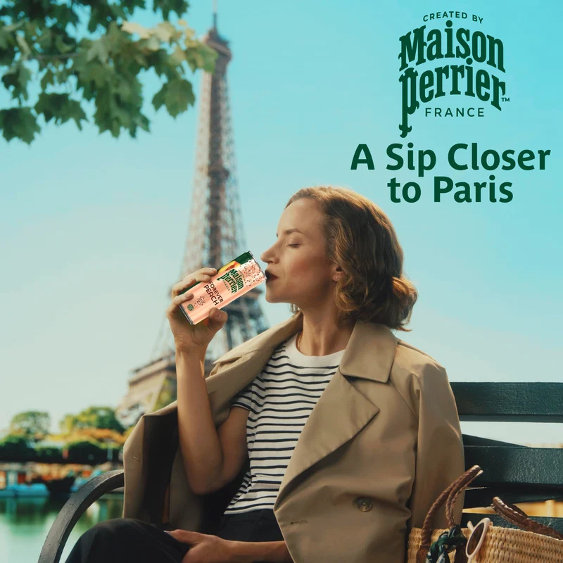Maison Perrier Forever Peach Flavored Sparkling Water, 11.15 Fl Oz Cans, 8 Count, 3 Pack