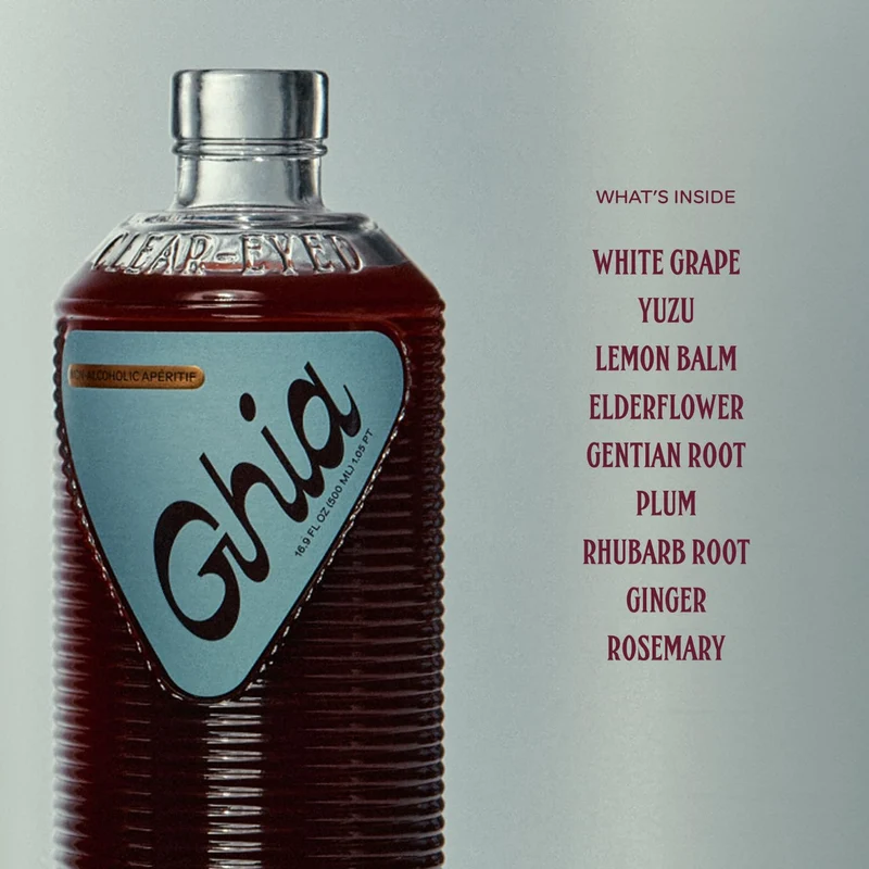 Ghia Non-Alcoholic Apéritif - 500ml | Botanical Mediterranean-Inspired Spirit Cocktail Mixer with Notes of Citrus, Rosemary & Bitter Herbs - Vegan, No Added Sugar, No Artificial Flavors, Caffeine-Free