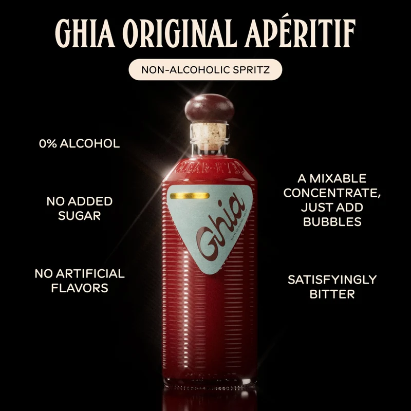Ghia Non-Alcoholic Apéritif - 500ml | Botanical Mediterranean-Inspired Spirit Cocktail Mixer with Notes of Citrus, Rosemary & Bitter Herbs - Vegan, No Added Sugar, No Artificial Flavors, Caffeine-Free