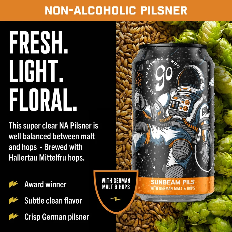 Go Brewing - 12 Mixed Pack - Non-Alcoholic Craft Brew - Small Batch Brew - Classic Ingredients - Non Alcoholic Assorted Variety Pack - Low-Calorie, NA Brew - Ideal for Any Occasion (12 oz, 12 Pack)